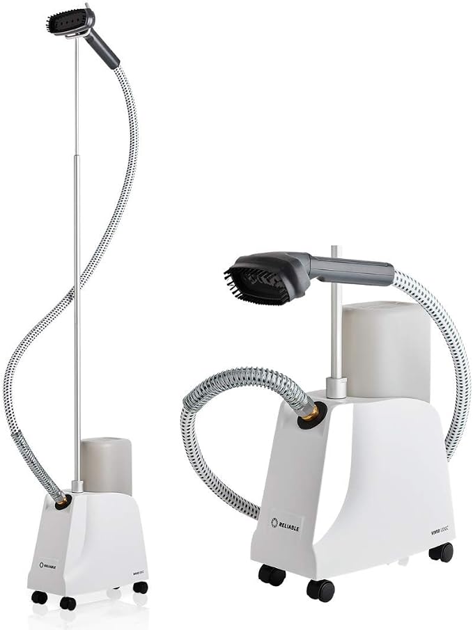 Reliable Vivio Professional Garment Steamer, Brass Element, Brush, 1300W | Professional standing steamer for clothes, 2 hours continuous steam, Remove wrinkles, Hose Fabric Cover, Anti-spill Cap
