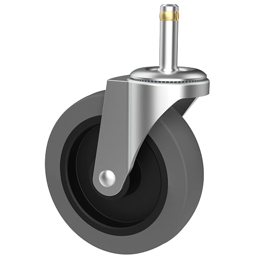 RILIDRI 4-Inch Swivel Stem Caster for Rubbermaid Mop Bucket Utility Cart, 7/16-Inch Stem Diameter Rubber Wheel Set of 4, Heavy Duty TPR Weber Grills Shop Vac Replacement Wheels