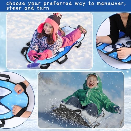 Soulchen 45"x18" Husky Dog Foldable Snow Sled with Handles Steering