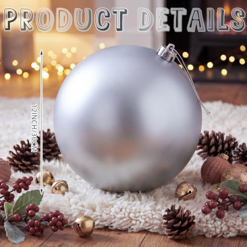 Threan 12 Inch Silver Matte Large Christmas Ball Ornament