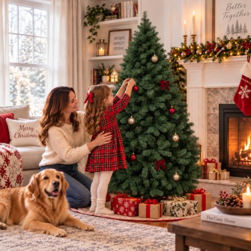 6ft Artificial Christmas Tree, Realistic Full Unlit Holiday Décor