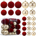 Civaner 52 Pcs Velvet Christmas Ball Ornaments Flocked Christmas Tree Hanging Ornaments 3 Assorted Size Shatterproof Xmas Ball Decorations Set for Xmas Holiday Winter Party Decor(Multicolor)