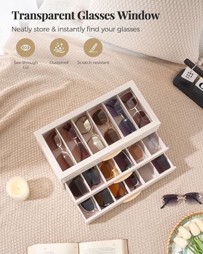 Lolalet Sunglasses Organizer Case for Women, Eyeglass Storage Holder