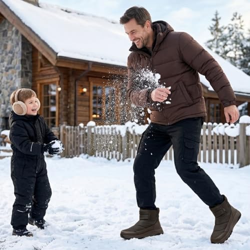 Coostar Snow Boots for Men Waterproof Winter Boots with Arch Support Lightweight Outdoor Casual Boot