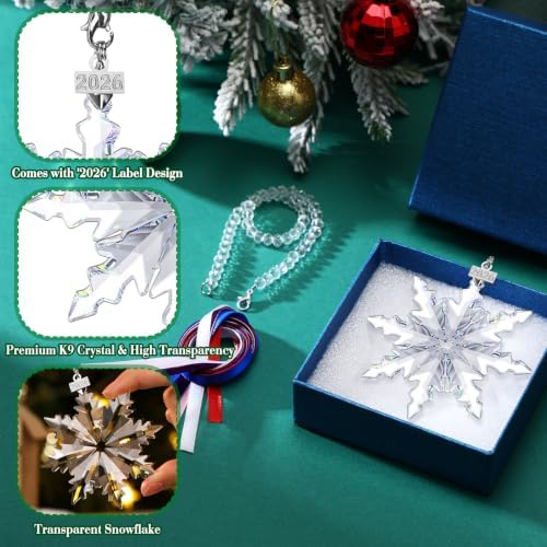 Roowest 10 Sets Christmas Crystal Snowflake Ornaments Glass, Charming Style