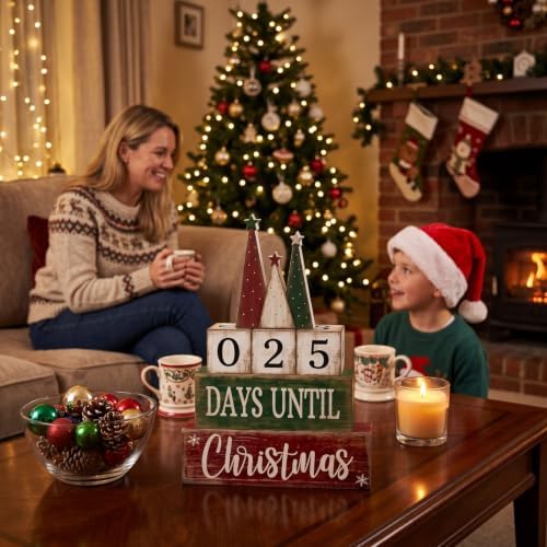Moucuny 6 Pcs Christmas Countdown Decorations, Christmas Table Decor Home