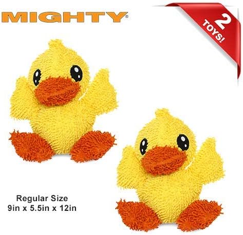 MIGHTY® 2 Pack Microfiber Medium Duck Dog Toys | Ultra Durable Plush Toy with Multiple Layers & Reinforced Seams , Washable and Floats , Mighty® Construction