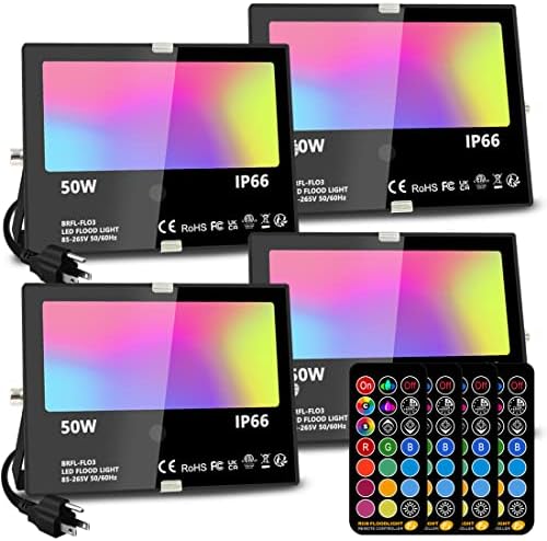 MELPO Led Flood Light Outdoor, 50W RGB Color Changing Landscape Lighting