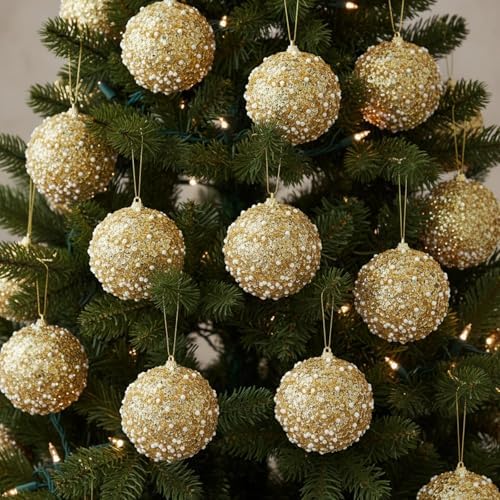 Lyrow 24 Pcs 4" Christmas Ball, Gold