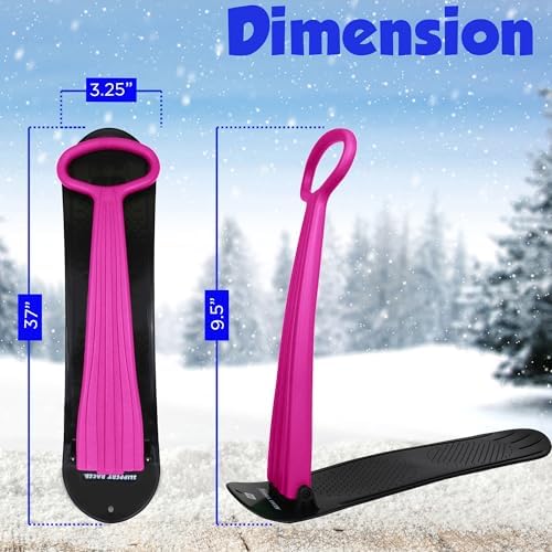 Slippery Racer Kid's Lightweight Compact Foldable Cold Resistant Downhill Outdoor Winter Ski Scooter Snow Sled for Children 4 Years and Up (Pink, 2)