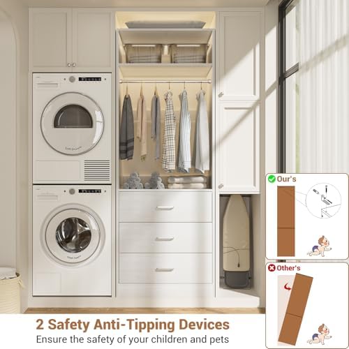 Besiost Closet Systems with 6 Wood Drawers, Closet System Set of 2