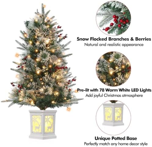 3FT Pre-Lit Artificial Mini Christmas Tree Set of 2, 78 LED Lights