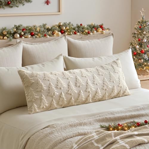 MIULEE Christmas Throw Pillow Cover Beige 14x36 Lumbar Body