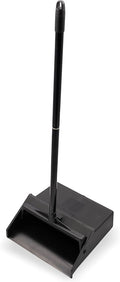 Carlisle FoodService Products Standing Dustpan – Dust Pan with Handle, Serrated Edge, Pivoting Pan Design, for Home, Kitchen, Lobby, or Office, 30 Inch Plastic, Black