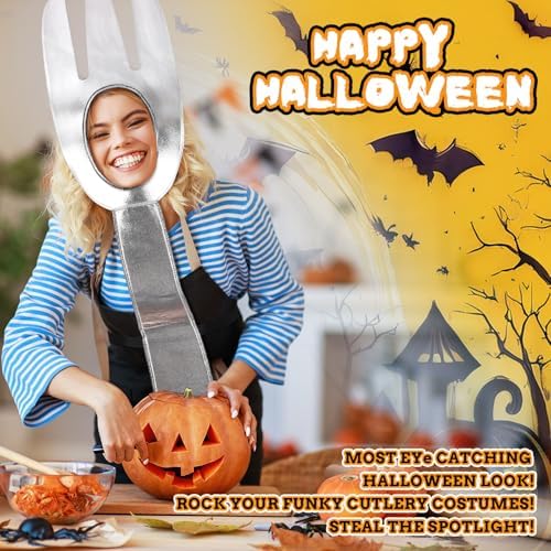 Mepase 3 Pack Halloween Utensil Costumes Knife Fork Spoon Costumes Adult