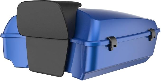 Advanblack Road Glide Tour Trunk Pack Superior Blue Chopped Tour Trunk Pack Backrest Pad for '97-'25 Harley Touring Road King Street Glide Electra Glide CVO models