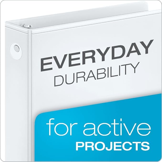 Cardinal Economy 3-Ring Binders, 2", Round Rings, Holds 475 Sheets, ClearVue Presentation View, Non-Stick, White, Carton of 12 (90641)