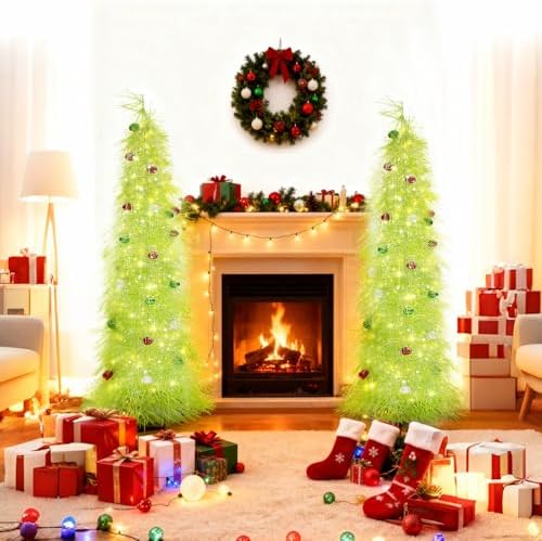 Christmas Tree 5FT Artificial Xmas Decor Pop Up with Decoration Fruit Green
