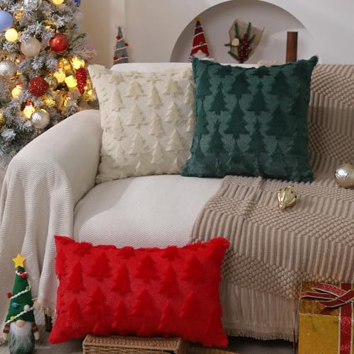 DFXSZ Christmas Tree Pillow Covers 20x20 Set of 2 Christmas Decor Greenstar