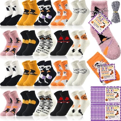 Jeyiour 30 Pairs Fuzzy Socks Bulk Warm Gifts for Adults Employee