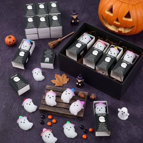 72 Sets Halloween Positive Gifts Luminous Ghost Desk Decor Trinkets, White