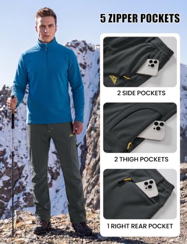 MAGCOMSEN Men's Ski Snow Pants Waterproof Fleece Lined Winter Hiking Pants