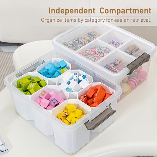 Citylife 17QT 4Packs Clear Craft Organizers and Storage Bins with Lids