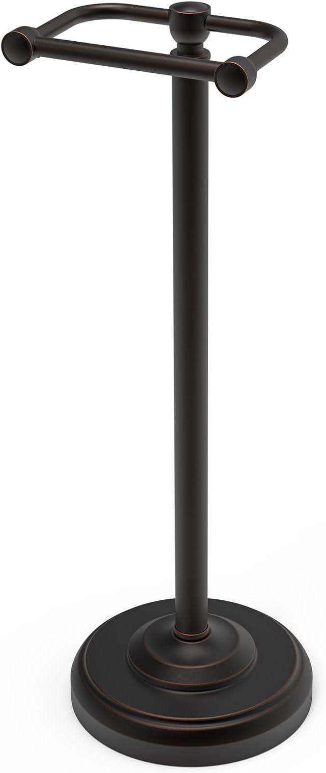Toilet Paper Holder Stand, Freestanding Toilet Paper Holder,Farmhouse Post Pivoting Toilet Paper Stand with Stable Weighted Base,Stainless Steel Tissue Roll Holder Stand for Bathroom,Oil Rubbed Bronze