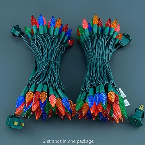 YULETIME 140 Multicolor C6 Christmas Lights, 2-Set 36 ft 70ct One-Piece LED