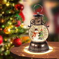 Vintage Christmas Lantern Snow Globe Lighted Musical Water Lantern with Swirling Glitter Snowman Scene, 8 Holiday Songs, 6H Timer, USB/Battery Operated Holiday Table Decor Gift