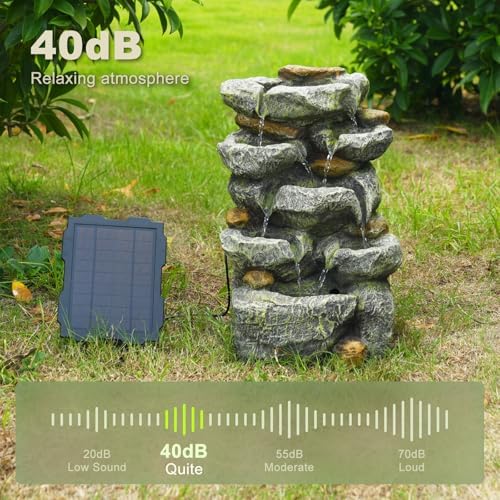 Solar Water Fountain Outdoor Cascading Design 5 Tier Feature Fountains