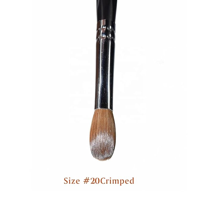Yasterd Acrylic Nail Brush 100% Kolinsky Acrylic Brushes for Nails Size 20 Oval Crimped Shaped Nail Brushes for Acrylic Application Black Wood Handle Professional Nail Art Powder Brush Manicure Tool