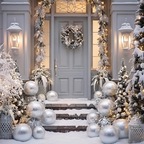 Threan 10 Inch Silver Matte Large Christmas Ball Ornament