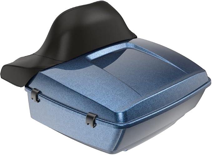 Advanblack Road Glide Tour Trunk Pack Cosmic Blue Pearl King Tour Trunk Pack Luggage +Wrap-Around Backrest Pad for '97-'25 Harley Touring Road King Street Glide Electra Glide CVO models