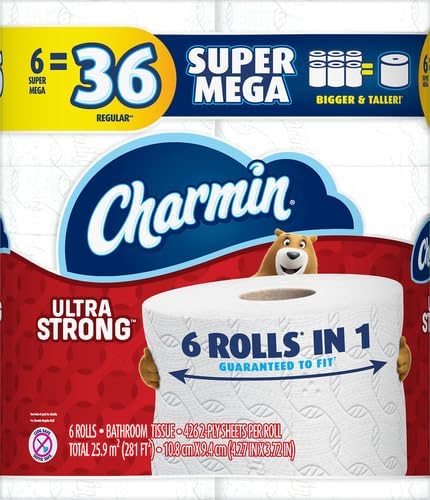 Charmin Ultra Strong Toilet Paper Super Mega Rolls, 6 Count