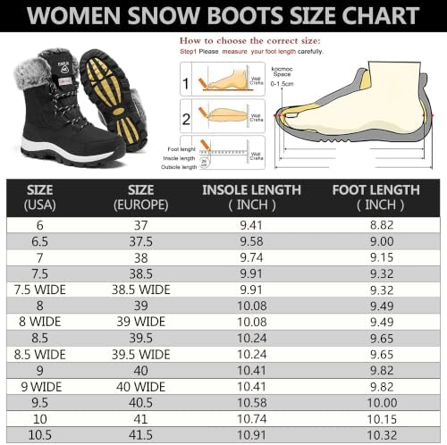 EARLDE Women's Snow Boots Waterproof Mid-Calf Winter Boots
