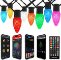 Gemce Smart C9 Christmas Outdoor Lights, 49FT 50 LEDs, APP Remote Controlled RGB String Lights, DIY Chasing Xmas Lights, Color Changing with Timer & Music Sync for Holiday Xmas Tree Decoration