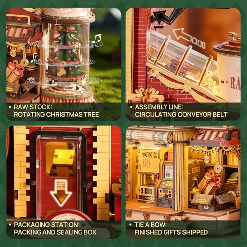 ROKR 3D Puzzle for Adults Christmas Dream Gift Factory DIY Miniature House