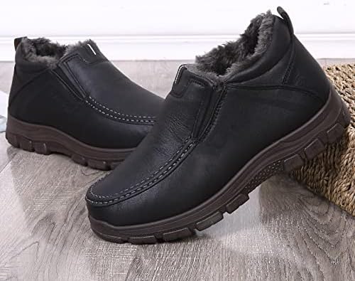 COSIDRAM Mens Shoes Winter Snow Boots Slip On Warm Cotton Padded Loafers