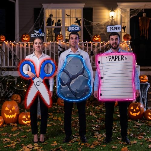 Halloween Rock Paper Scissors Costume,Trio Group Outfit with Headband