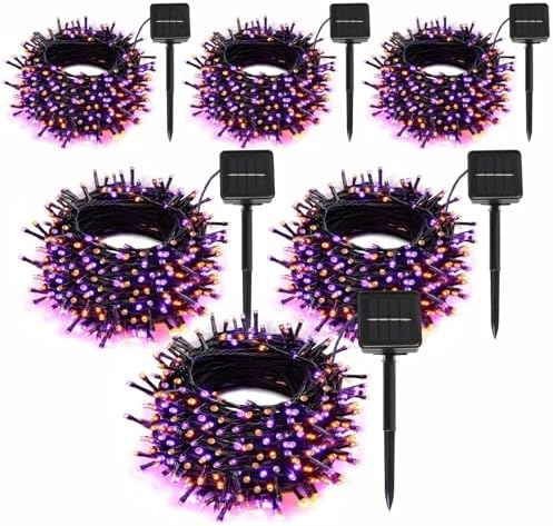 SyouHome Solar String Lights Outdoor, 6 Pack 600 LED Solar Halloween Lights