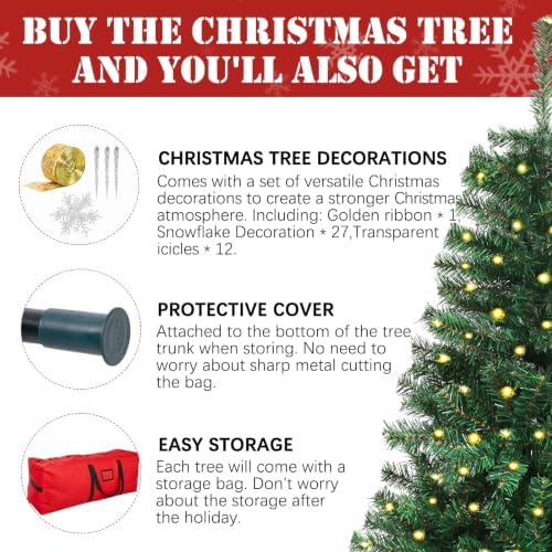 5FT Pre-Lit Green Small Christmas Tree 600 PVC Branch 200 Warm Lights