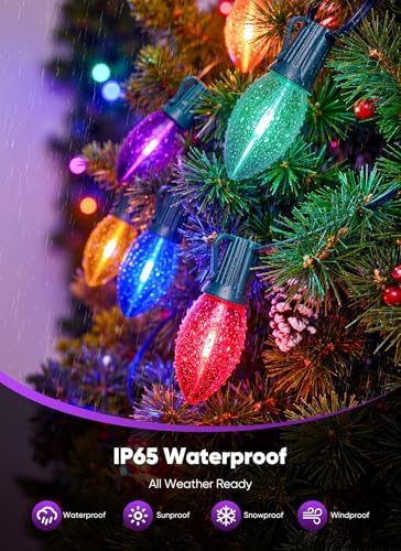 Vintage C9 Christmas Lights Outdoor, 100Ft 100 LED Multicolor String Lights