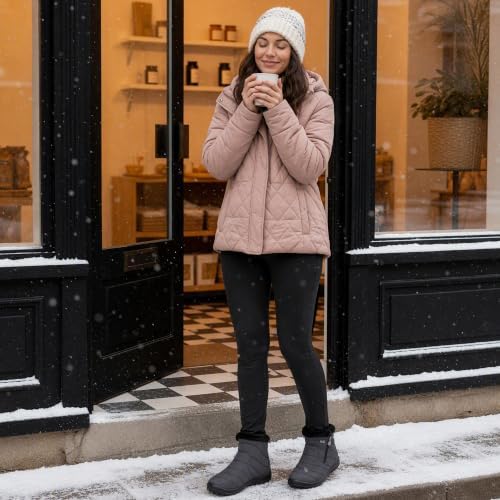 HARENCE Snow Boots for Women Winter Boot with Comfortable Warm Fur Lined Ankle Booties Outdoor Slip On Waterproof Short Boots