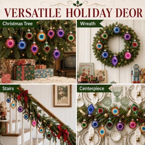 40Pcs Vintage Glass Christmas Ornaments Bulk Mini Reflector Ball
