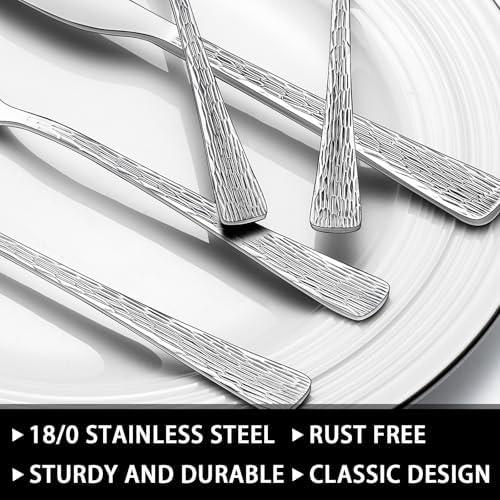 49-Piece Silverware Set with Organizer, Food-Grade Stainless Steel Flatware for 8, Cutlery Utensil Sets with Steak Knives, Rust-proof, Mirror Polished, Dishwasher Safe, Silver Tree Pattern
