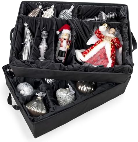 TreeKeeper Adjustable Christmas Ornament Storage Box, Up to 48 Slots