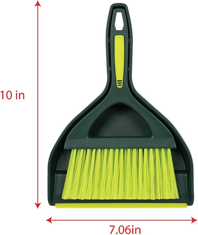 Pine-Sol Mini Dustpan and Brush Set | Nesting Snap-On Design | Portable, Compact Dust Pan and Hand Broom for Cleaning, Green