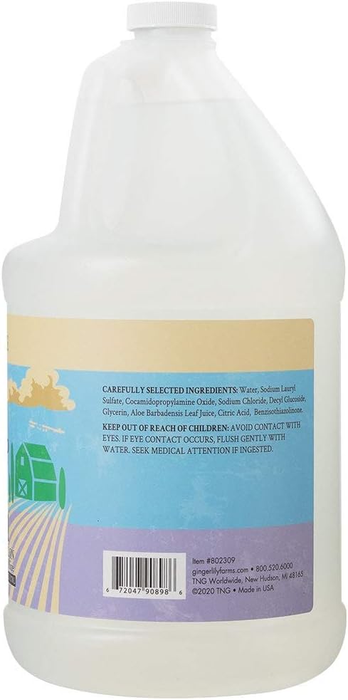 Ginger Lily Farms Botanicals Plant-Based Liquid Dish Soap, Concentrated Formula with Max Grease Cleaning Power, Cruelty-Free, Fragrance-Free, 1 Gallon Refill (128 Fl. Oz.), Clear (Pack of 4)