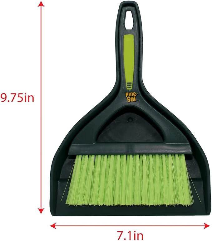 Pine-Sol Mini Dustpan and Brush Set | Nesting Snap-On Design | Portable,Compact Dust Pan and Hand Broom for Cleaning,Green,(Pack of 12)